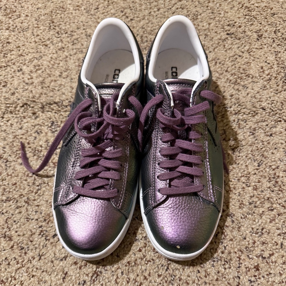 Purple metallic converse